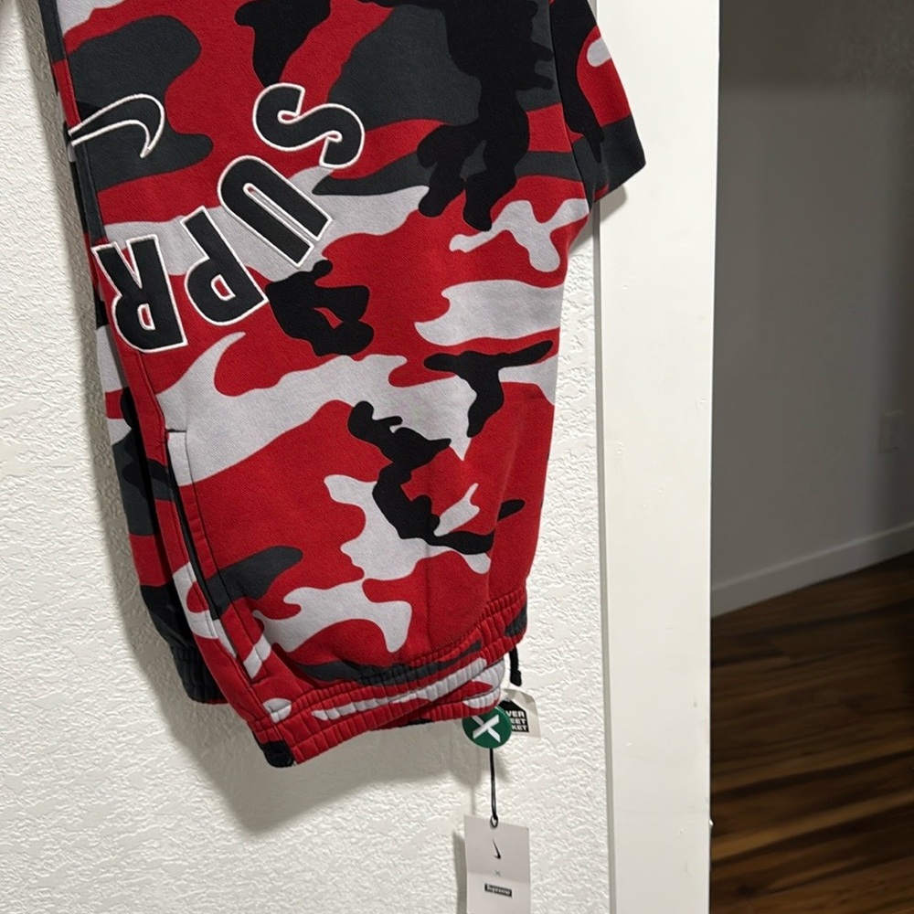 Supreme Camo Joggers - Red and Black